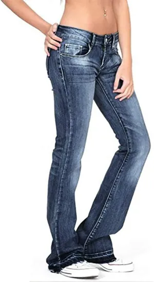 FRMUIC Womens Flare Bell Bottom Jeans High Waisted Wide Leg Baggy Jean for Women Stretch Denim Pants