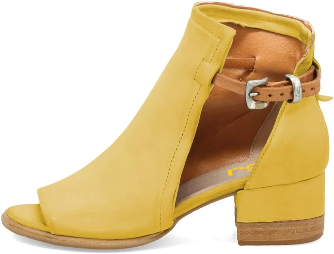 FSJ Women Peep Open Toe Sandals Boot Cut Out Buckle Ankle Bootie Comfortable Stacked Block Low Heeled Summer Sandal Shoes Size 4-15 M US