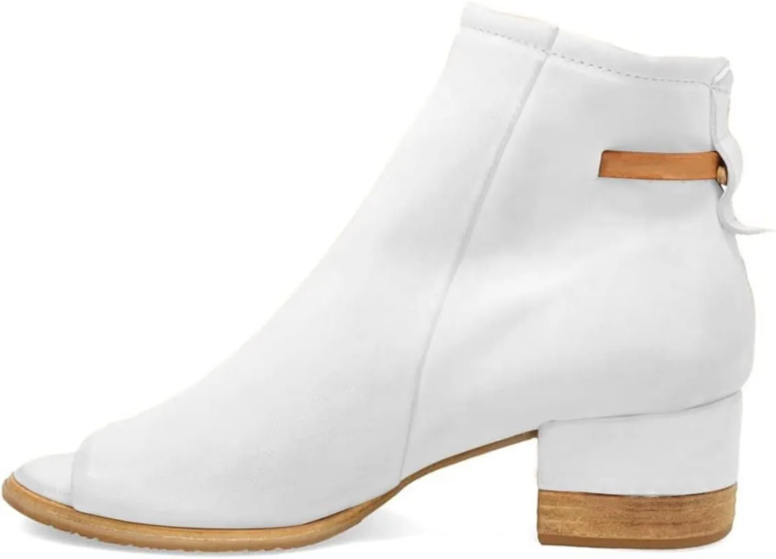 FSJ Women Peep Open Toe Sandals Boot Cut Out Buckle Ankle Bootie Comfortable Stacked Block Low Heeled Summer Sandal Shoes Size 4-15 M US