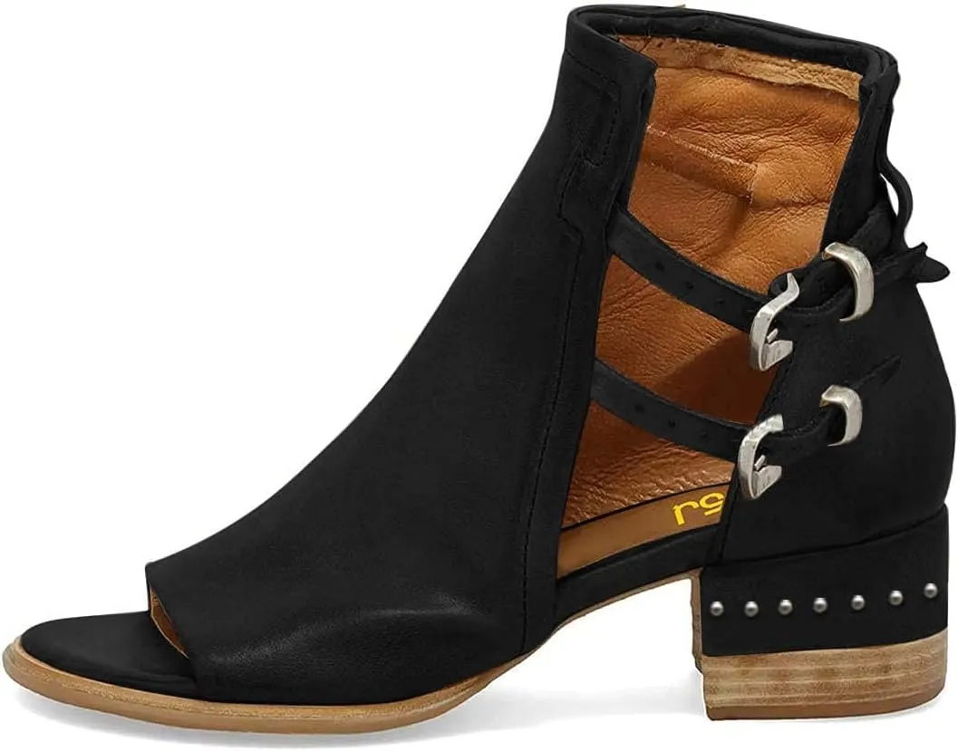 FSJ Women Peep Open Toe Sandals Boot Cut Out Buckle Ankle Bootie Comfortable Stacked Block Low Heeled Summer Sandal Shoes Size 4-15 M US