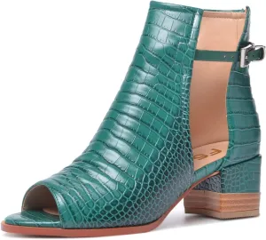 FSJ Women Peep Open Toe Sandals Boot Cut Out Buckle Ankle Bootie Comfortable Stacked Block Low Heeled Summer Sandal Shoes Size 4-15 M US