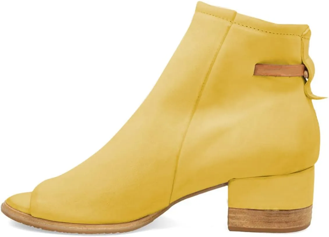 FSJ Women Peep Open Toe Sandals Boot Cut Out Buckle Ankle Bootie Comfortable Stacked Block Low Heeled Summer Sandal Shoes Size 4-15 M US