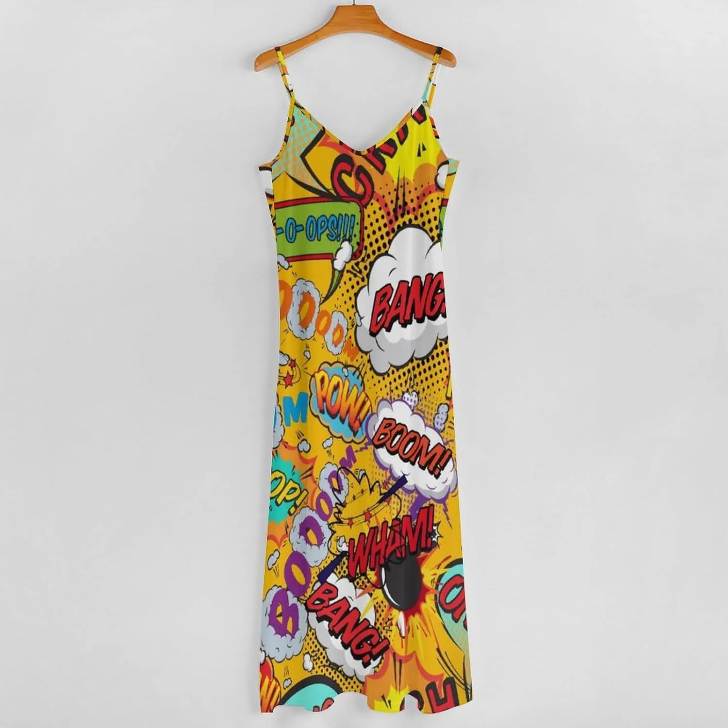 Fun Retro Comic Book Pop Art Explosions Women Dresses Front Zipper Party Dress Sleeveless Swing Casual Work Dress