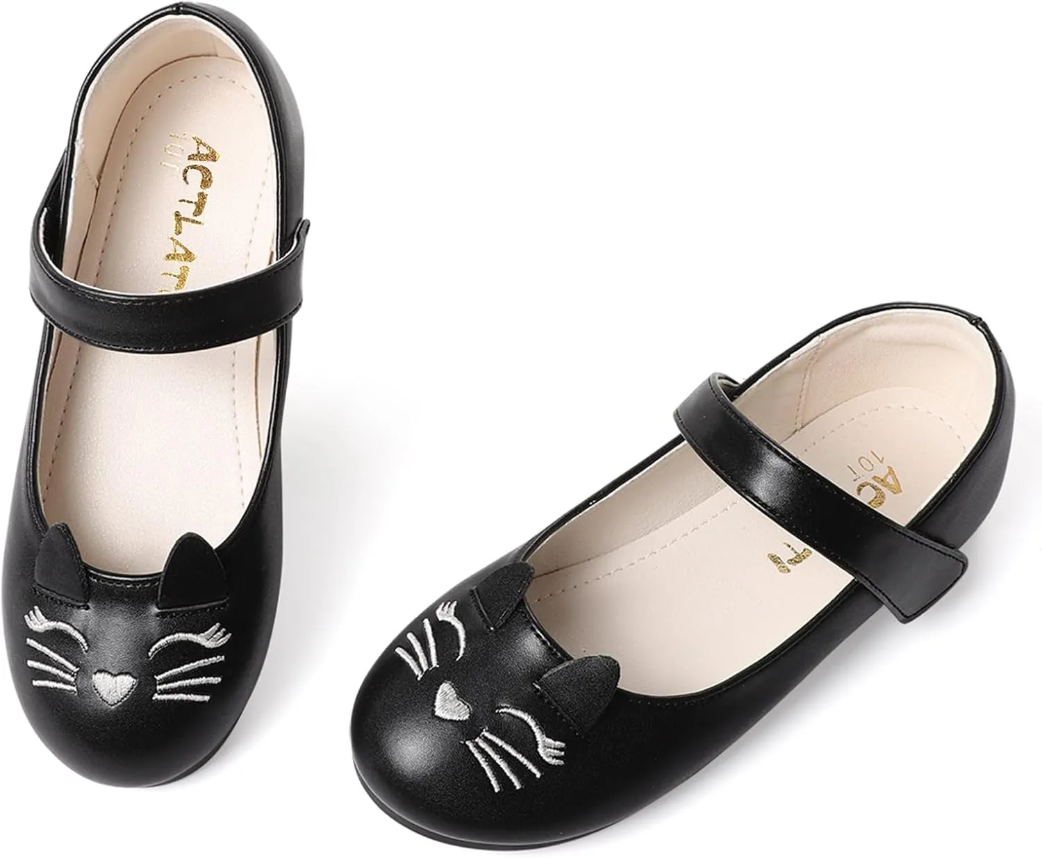 Funny Cat Glitter Princess Ballet Flats for Girls, Mary Jane Shoes Dress Shoes for Girl Back to School Princess Wedding (Toddler/Little Kid/Big Kids)