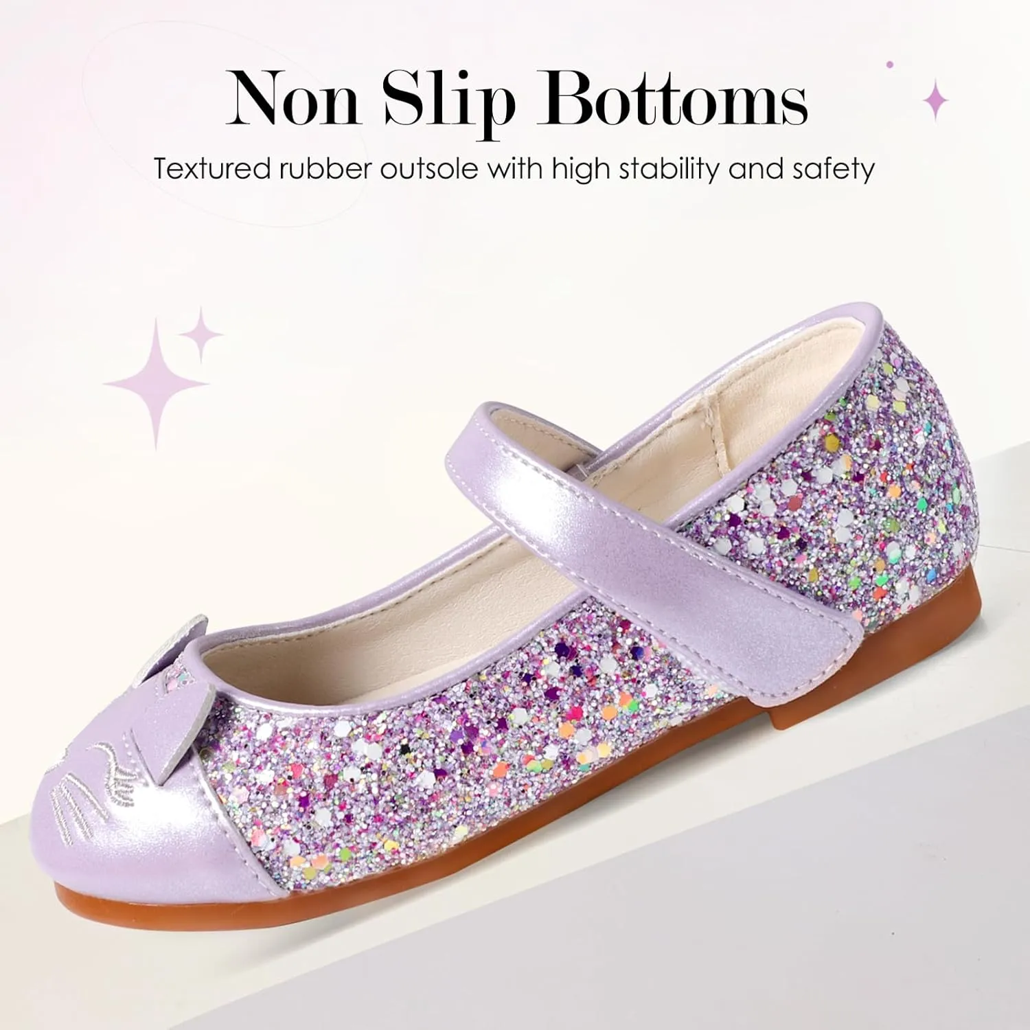 Funny Cat Glitter Princess Ballet Flats for Girls, Mary Jane Shoes Dress Shoes for Girl Back to School Princess Wedding (Toddler/Little Kid/Big Kids)
