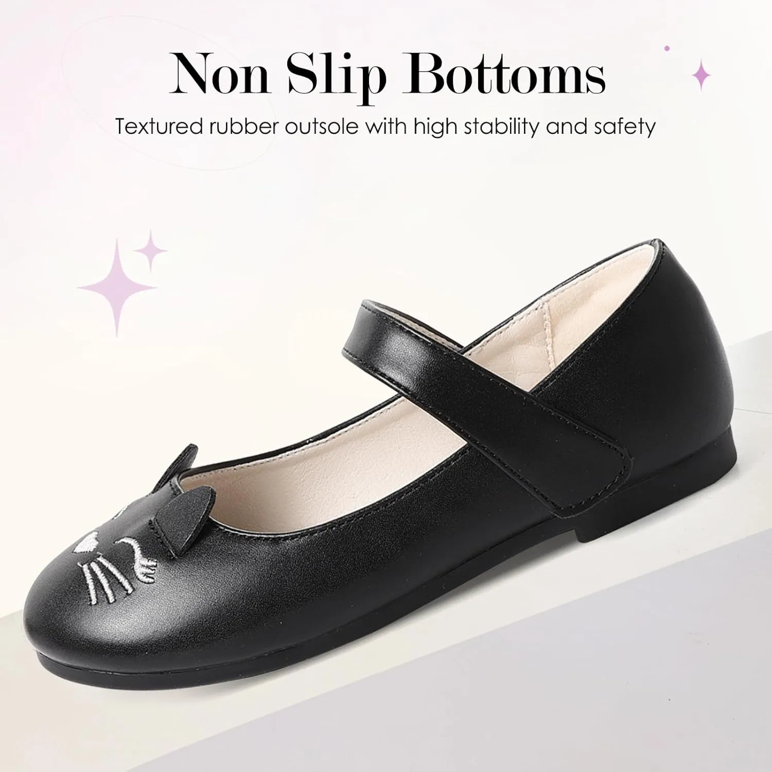 Funny Cat Glitter Princess Ballet Flats for Girls, Mary Jane Shoes Dress Shoes for Girl Back to School Princess Wedding (Toddler/Little Kid/Big Kids)