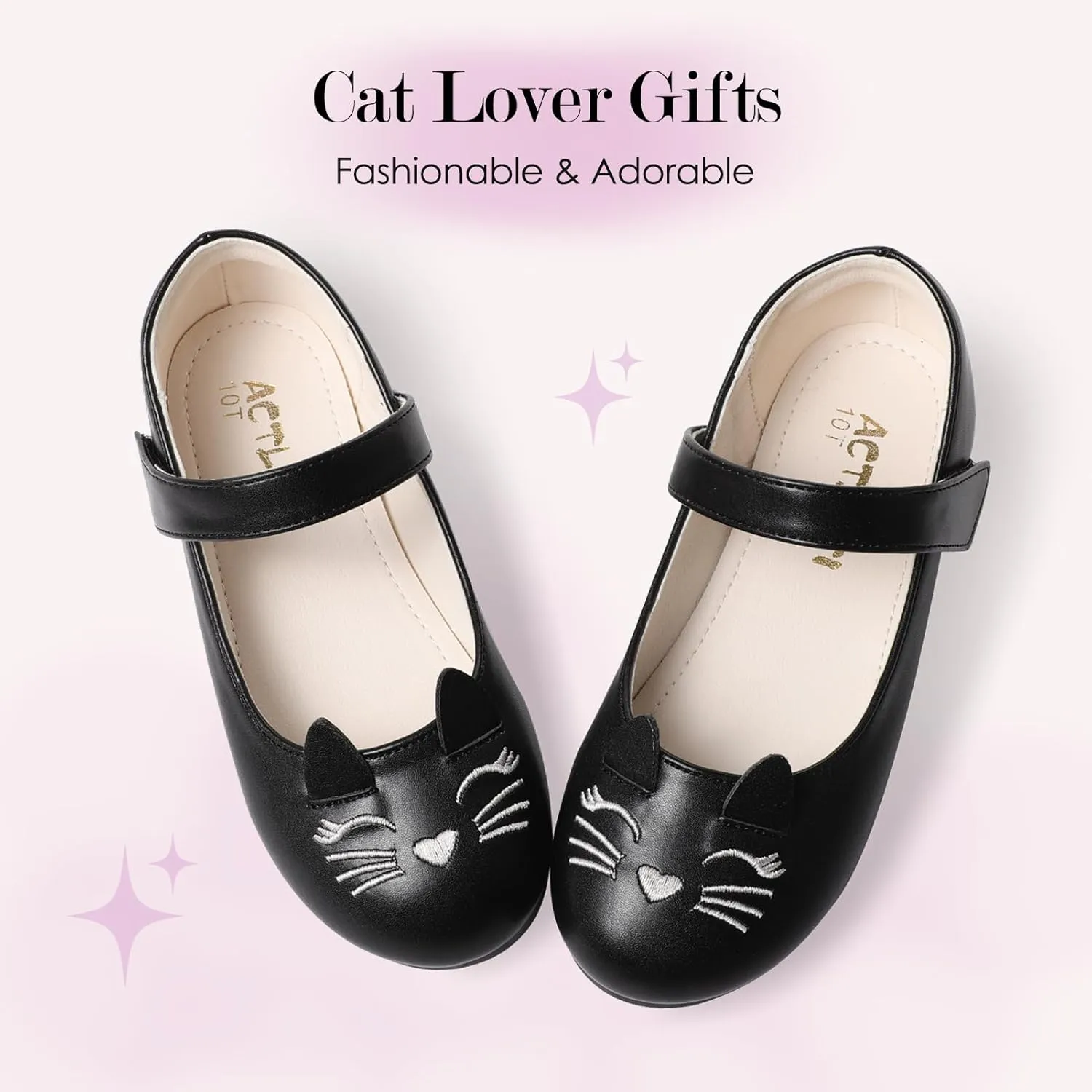 Funny Cat Glitter Princess Ballet Flats for Girls, Mary Jane Shoes Dress Shoes for Girl Back to School Princess Wedding (Toddler/Little Kid/Big Kids)