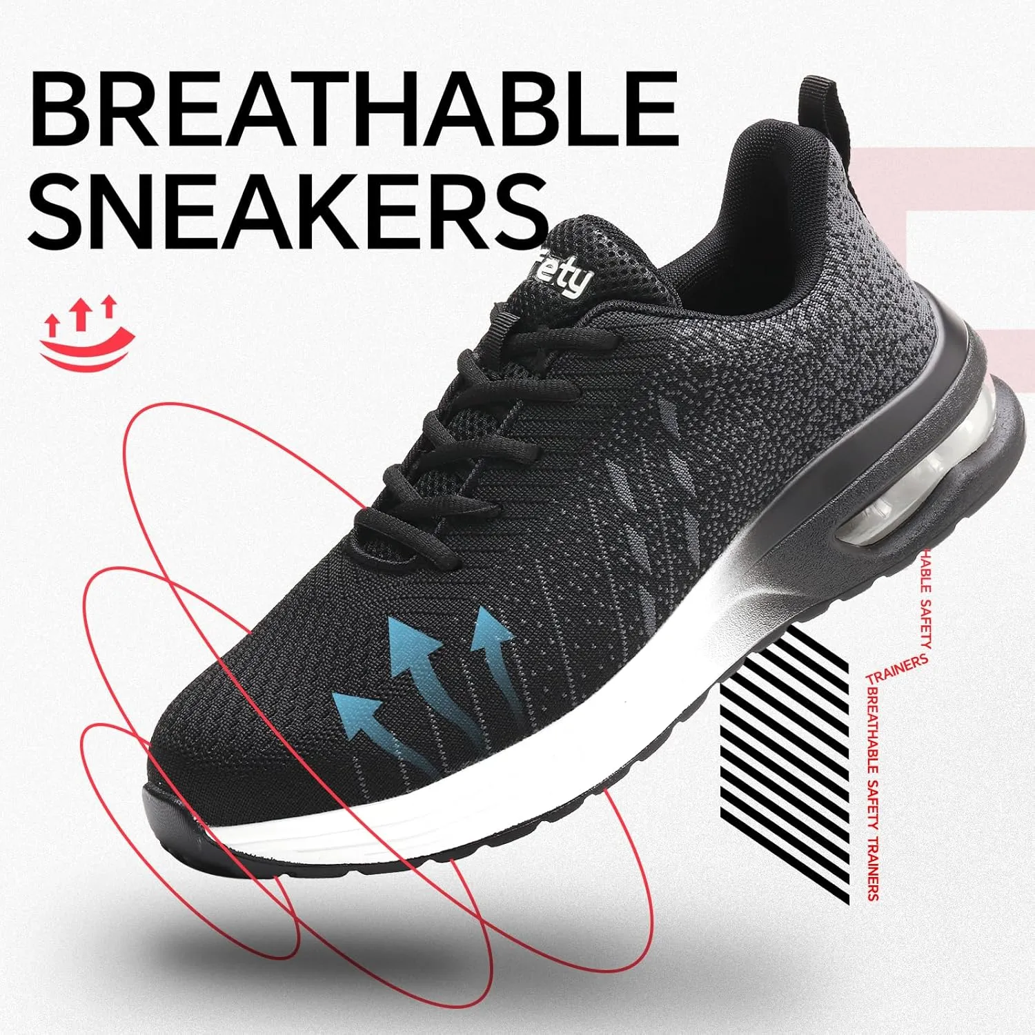 Furuian Steel Toe Shoes for Men Women with Air Cushion Safety Shoes Lightweight Composite Toe Shoes Non Slip Steel Toe Sneakers Indestructible Work Shoes