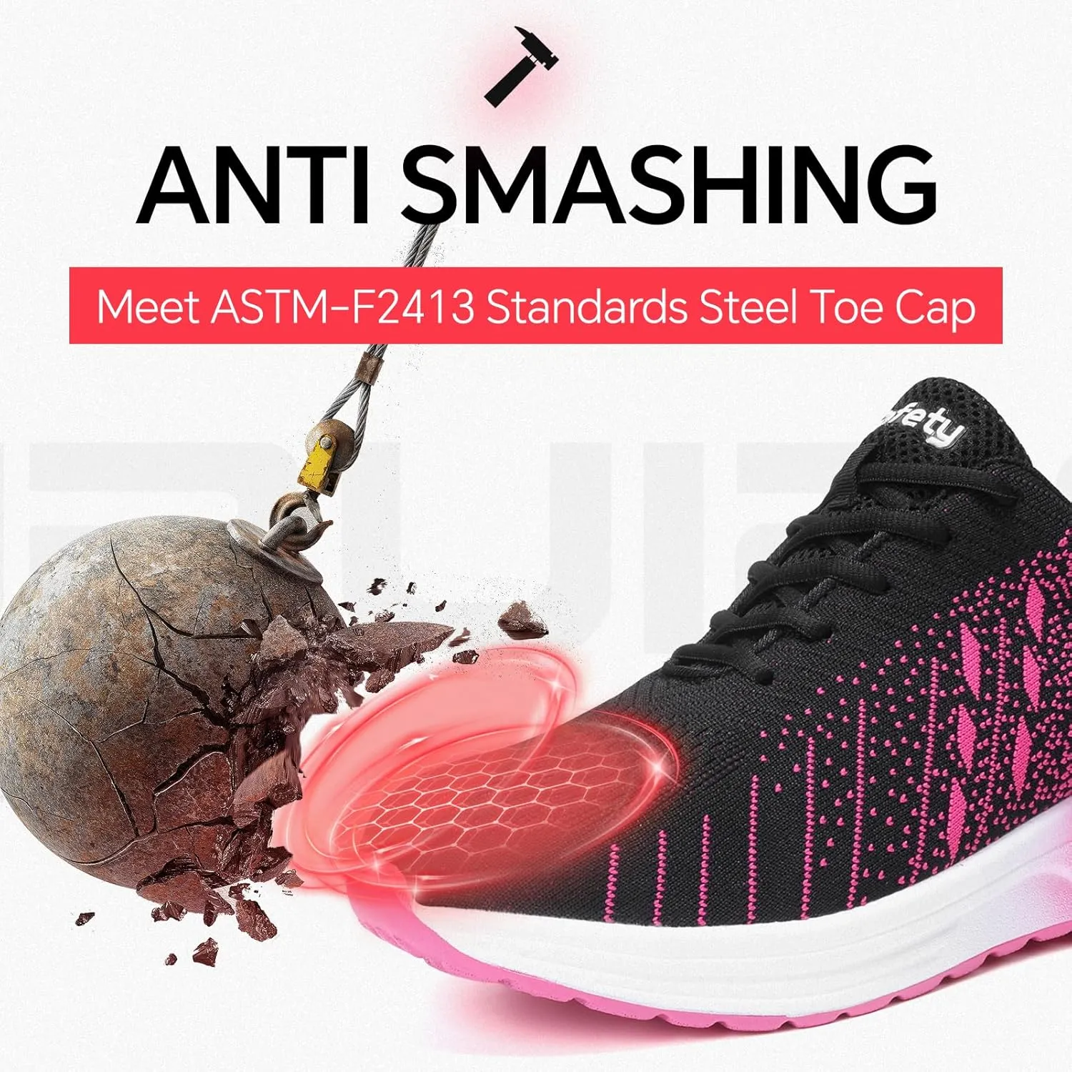 Furuian Steel Toe Shoes for Men Women with Air Cushion Safety Shoes Lightweight Composite Toe Shoes Non Slip Steel Toe Sneakers Indestructible Work Shoes