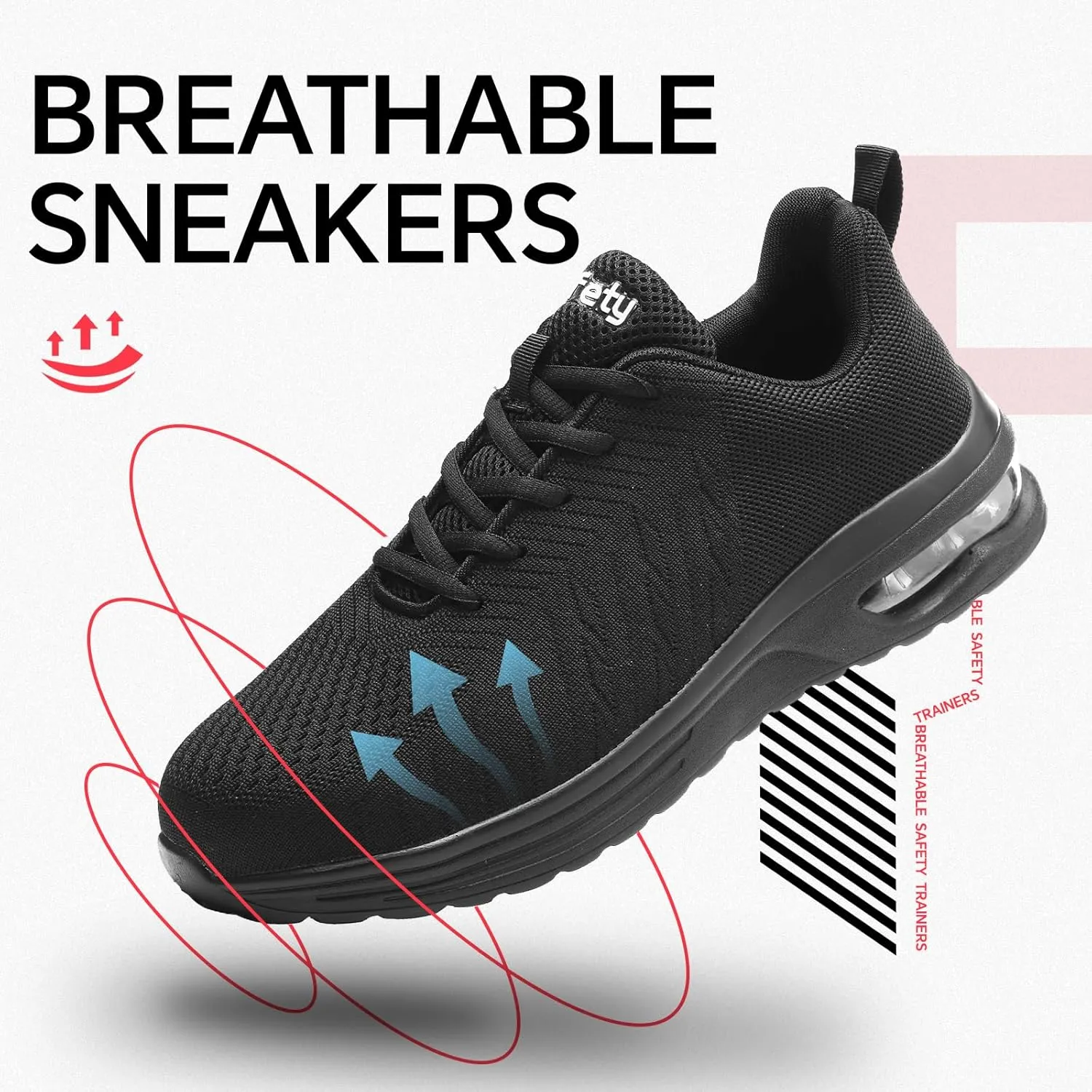 Furuian Steel Toe Shoes for Men Women with Air Cushion Safety Shoes Lightweight Composite Toe Shoes Non Slip Steel Toe Sneakers Indestructible Work Shoes