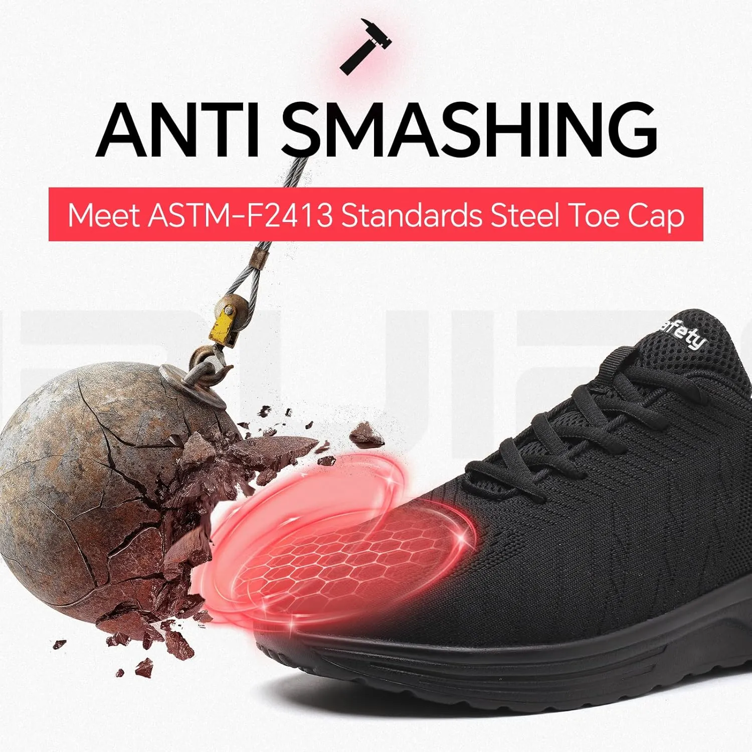 Furuian Steel Toe Shoes for Men Women with Air Cushion Safety Shoes Lightweight Composite Toe Shoes Non Slip Steel Toe Sneakers Indestructible Work Shoes