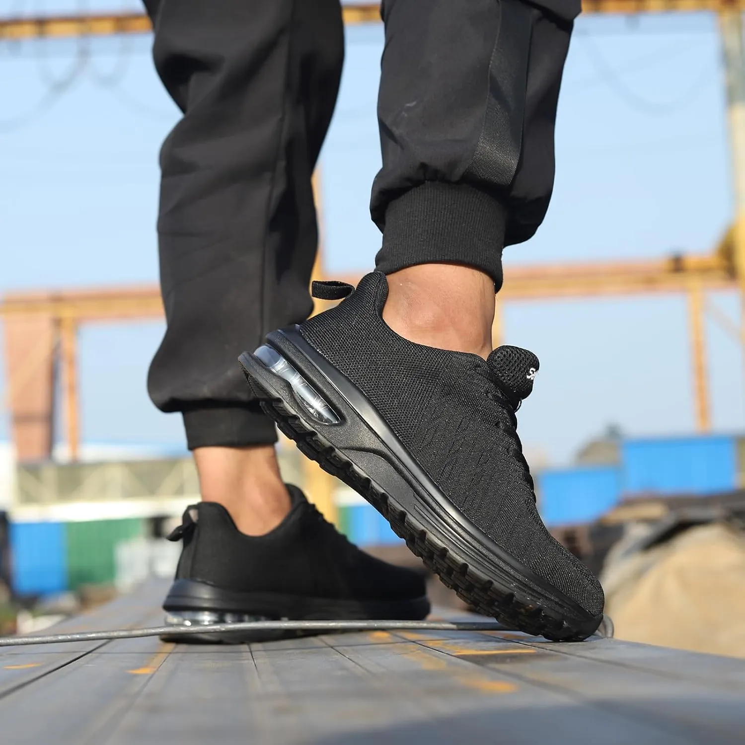 Furuian Steel Toe Shoes for Men Women with Air Cushion Safety Shoes Lightweight Composite Toe Shoes Non Slip Steel Toe Sneakers Indestructible Work Shoes