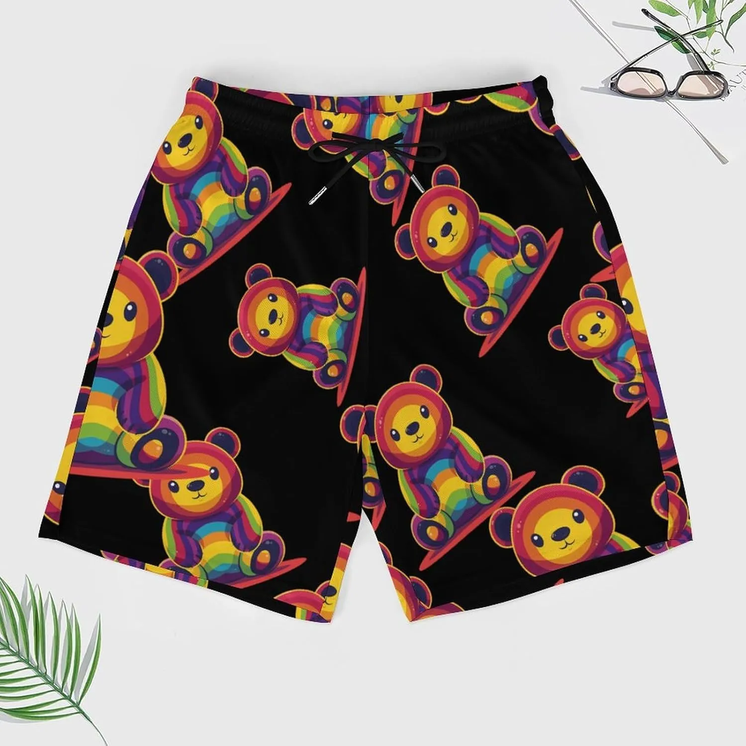 Gay Bear Men's Swim Trunks Quick Dry Board Shorts Swimwear Beach Shorts with Compression Liner