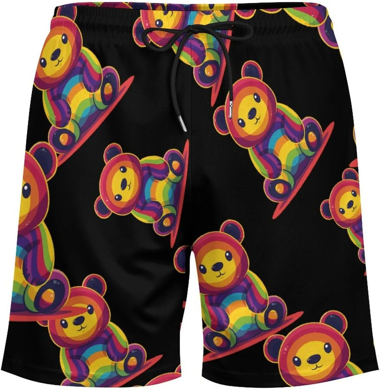 Gay Bear Men's Swim Trunks Quick Dry Board Shorts Swimwear Beach Shorts with Compression Liner