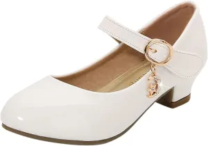 Girls Dress Shoes Low Heel Flats Mary Jane Flower Wedding Party Glitter Dance Shoes for Kids Toddler