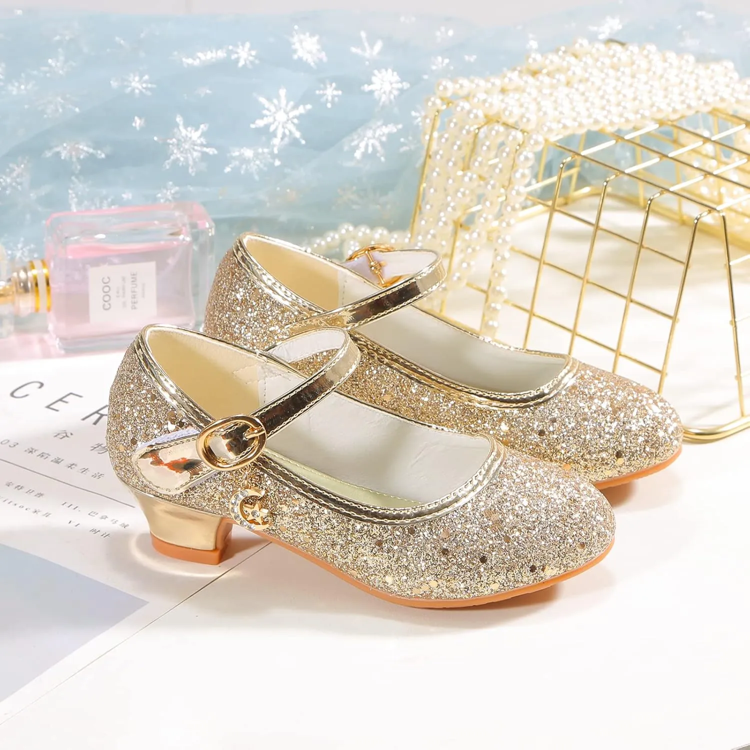 Girls Flats Sparkle Party Mary Jane Princess Dress Shoes