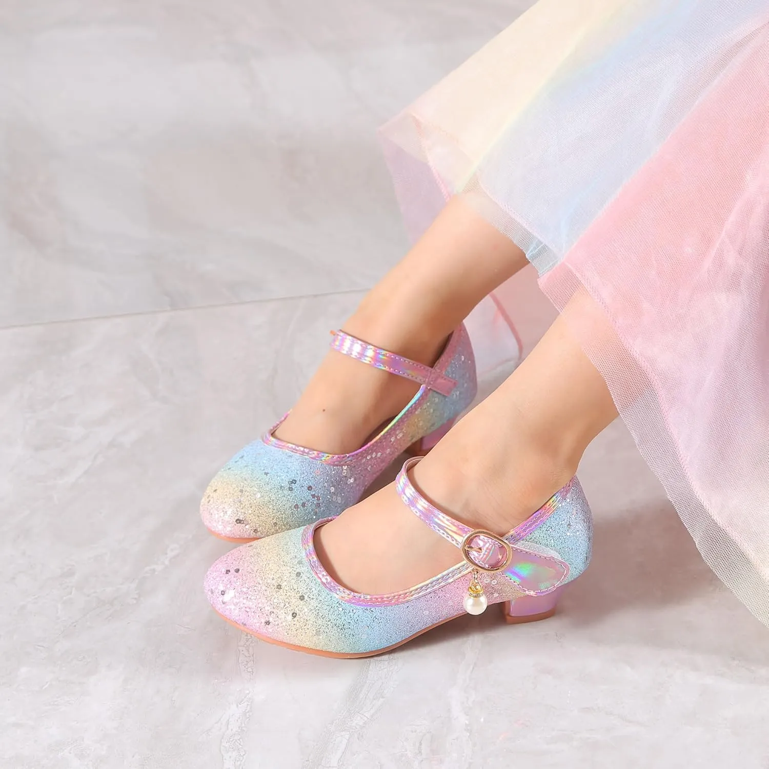 Girls Flats Sparkle Party Mary Jane Princess Dress Shoes