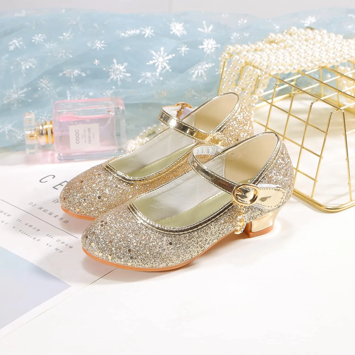 Girls Flats Sparkle Party Mary Jane Princess Dress Shoes