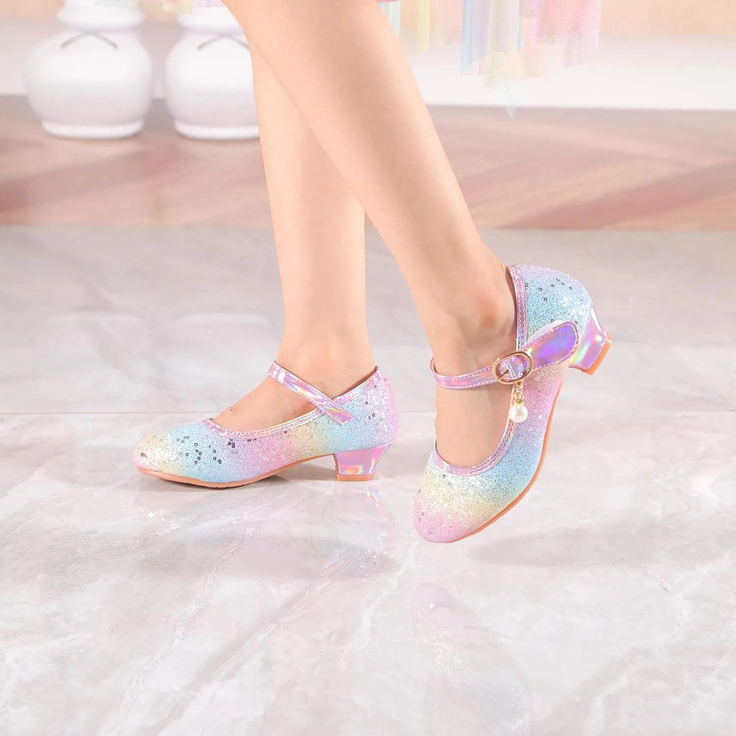 Girls Flats Sparkle Party Mary Jane Princess Dress Shoes