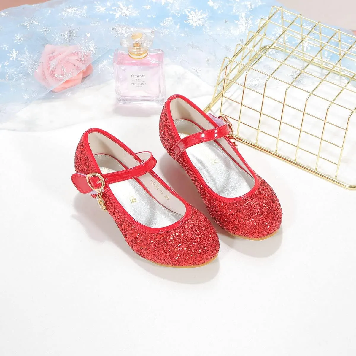 Girls Flats Sparkle Party Mary Jane Princess Dress Shoes