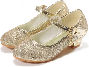Girls Flats Sparkle Party Mary Jane Princess Dress Shoes