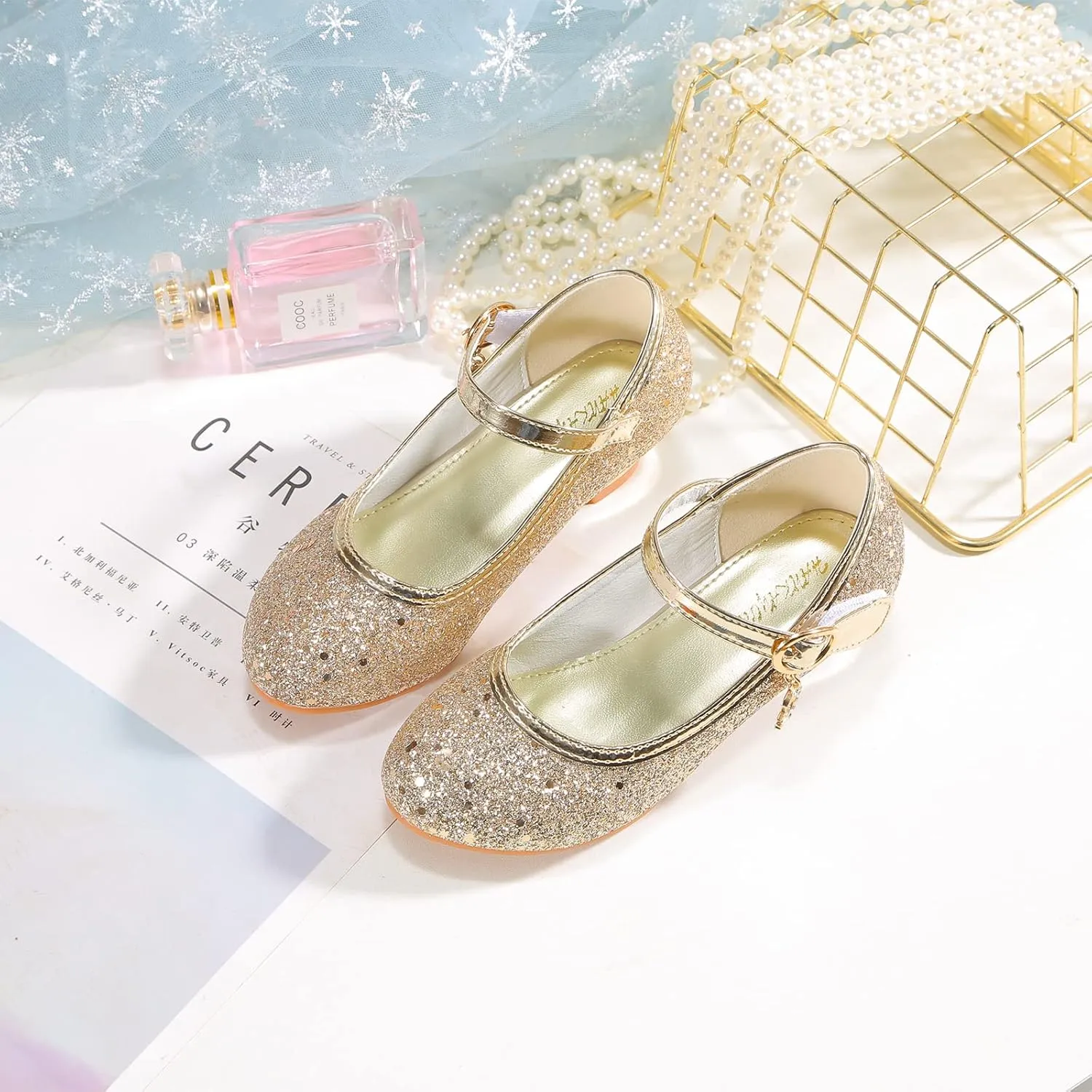 Girls Flats Sparkle Party Mary Jane Princess Dress Shoes