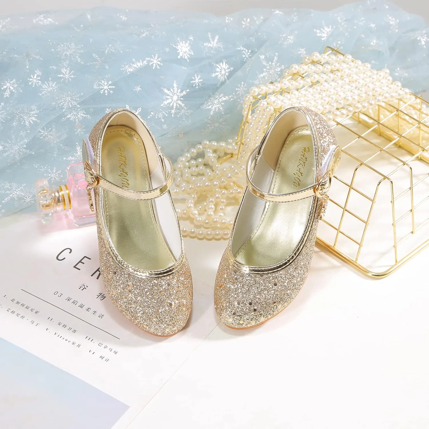Girls Flats Sparkle Party Mary Jane Princess Dress Shoes