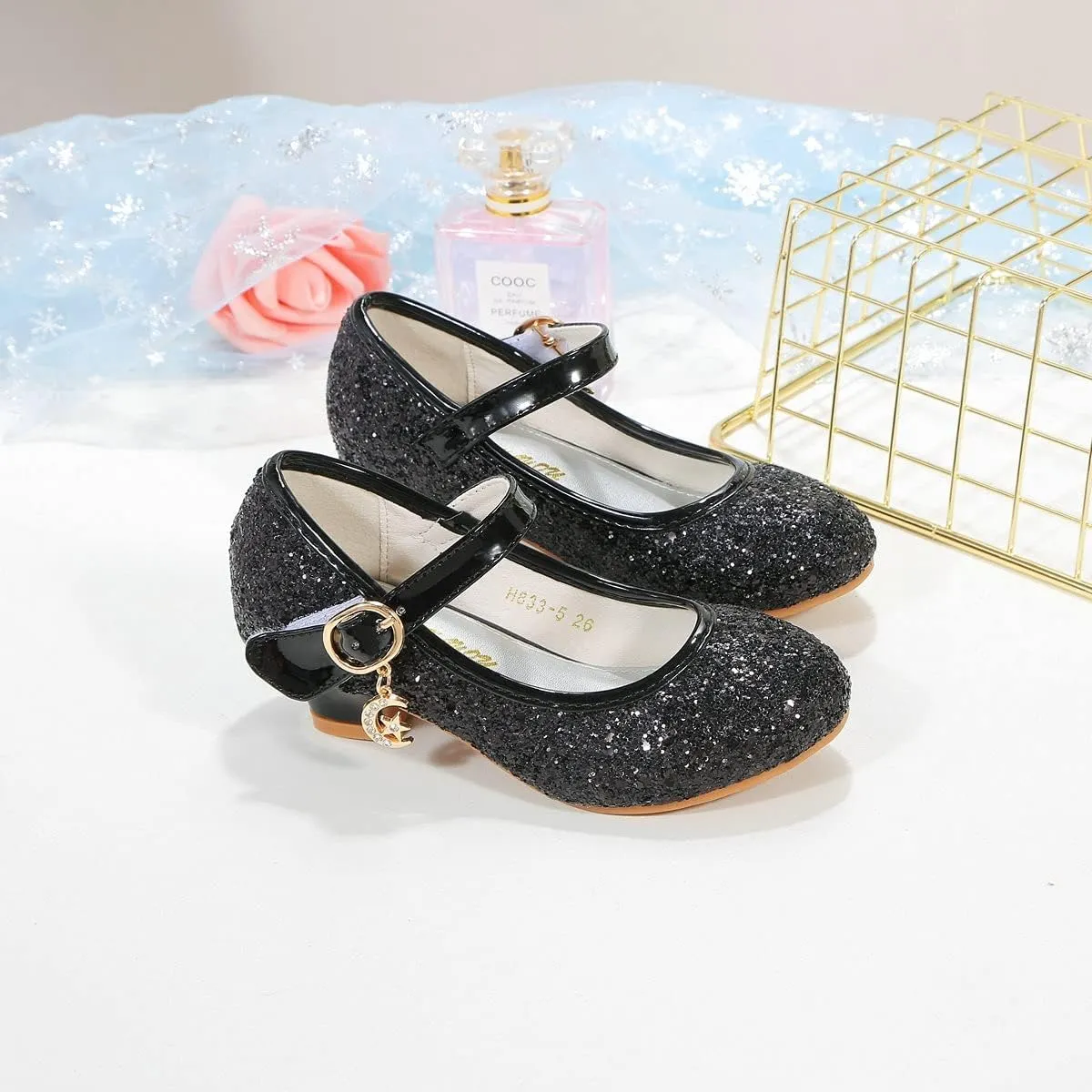 Girls Flats Sparkle Party Mary Jane Princess Dress Shoes