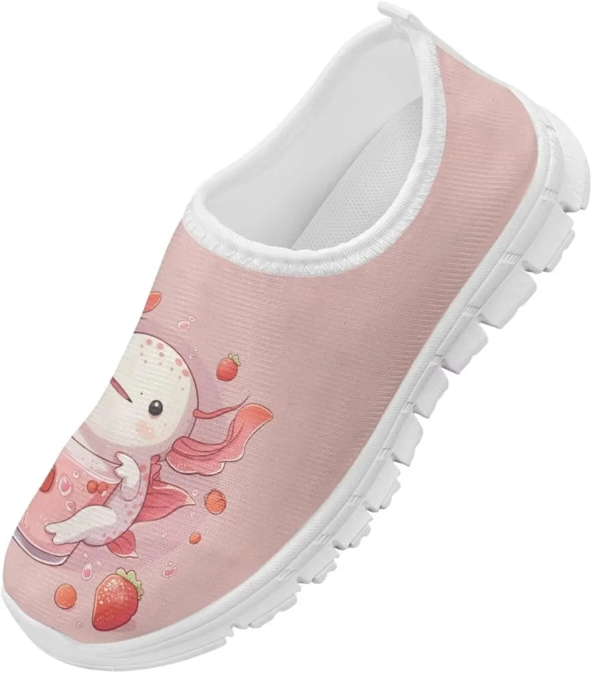 Girls Slip On Sneakers Cute Kids Tennis Running Shoes Axolotl Themed