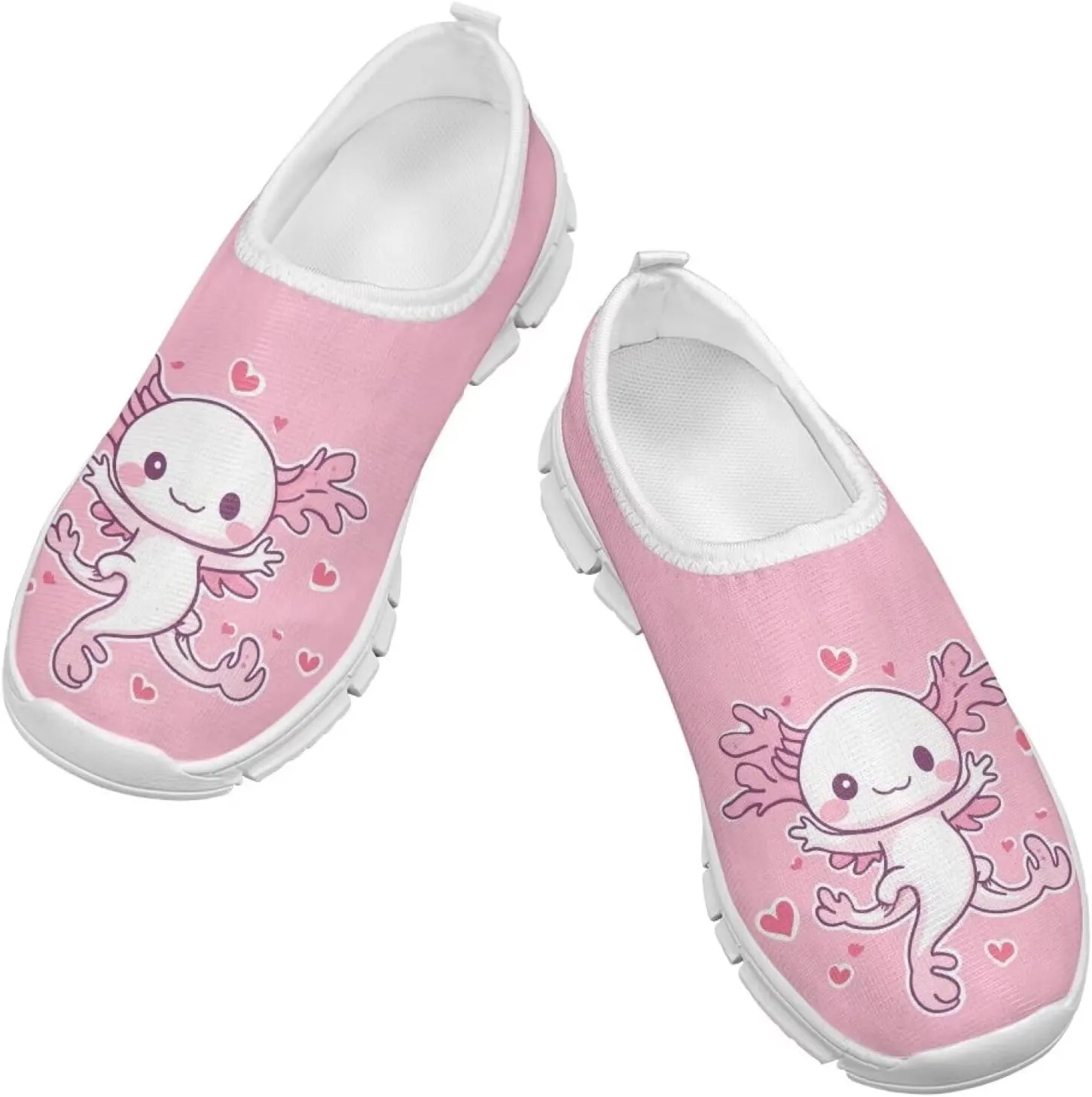 Girls Slip On Sneakers Cute Kids Tennis Running Shoes Axolotl Themed