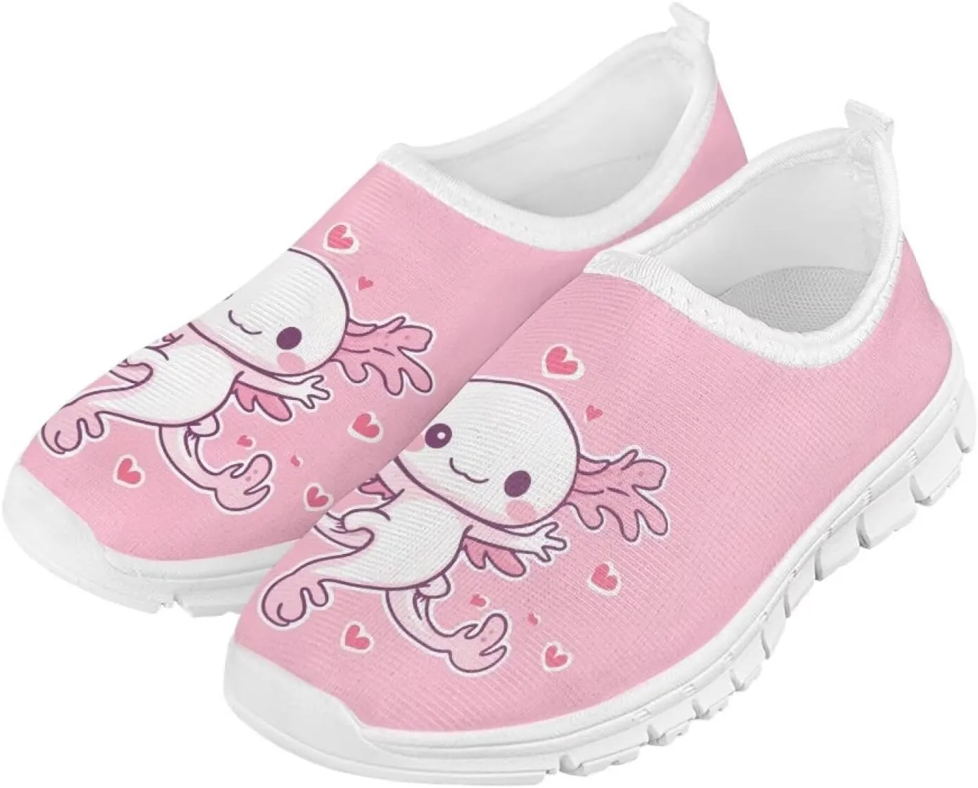 Girls Slip On Sneakers Cute Kids Tennis Running Shoes Axolotl Themed