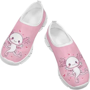 Girls Slip On Sneakers Cute Kids Tennis Running Shoes Axolotl Themed