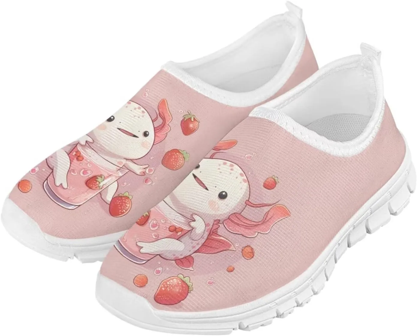 Girls Slip On Sneakers Cute Kids Tennis Running Shoes Axolotl Themed