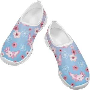 Girls Slip On Sneakers Cute Kids Tennis Running Shoes Axolotl Themed