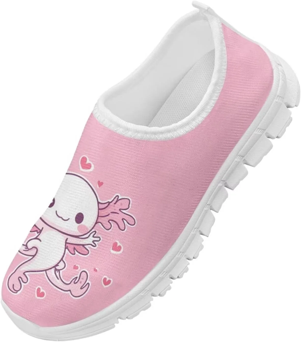 Girls Slip On Sneakers Cute Kids Tennis Running Shoes Axolotl Themed