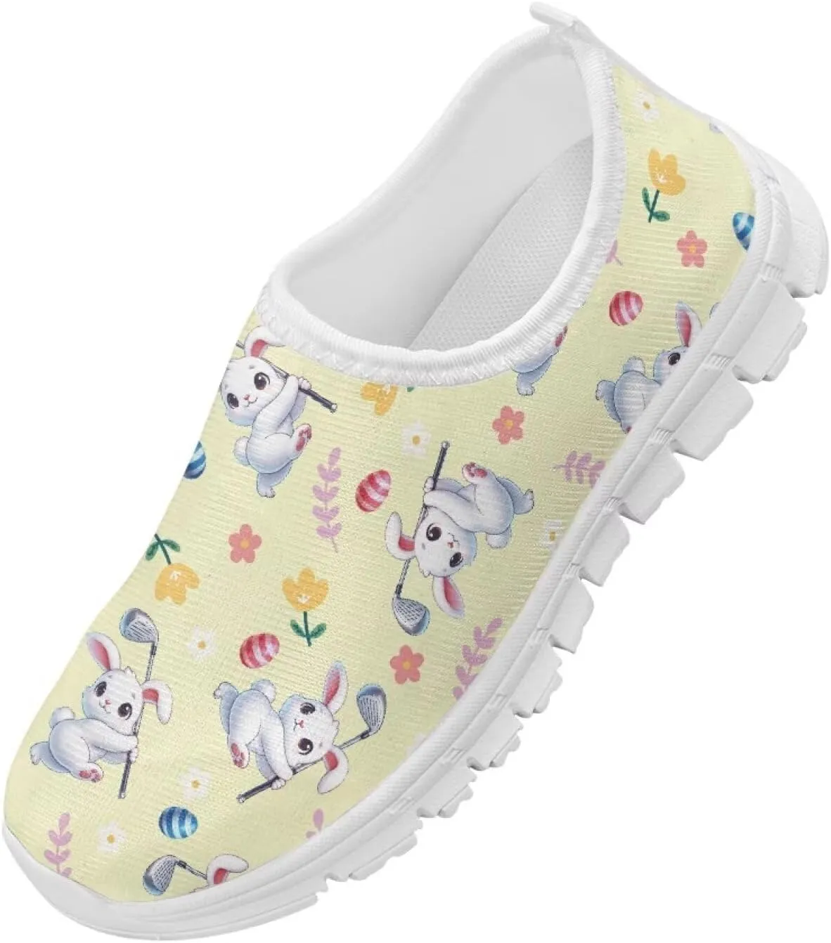 Girls Slip On Sneakers Easter Bunny Shoes for Girls Tennnis Gym Shoes
