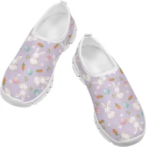 Girls Slip On Sneakers Easter Bunny Shoes for Girls Tennnis Gym Shoes