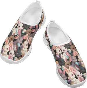 Girls Slip On Sneakers Easter Bunny Shoes for Girls Tennnis Gym Shoes