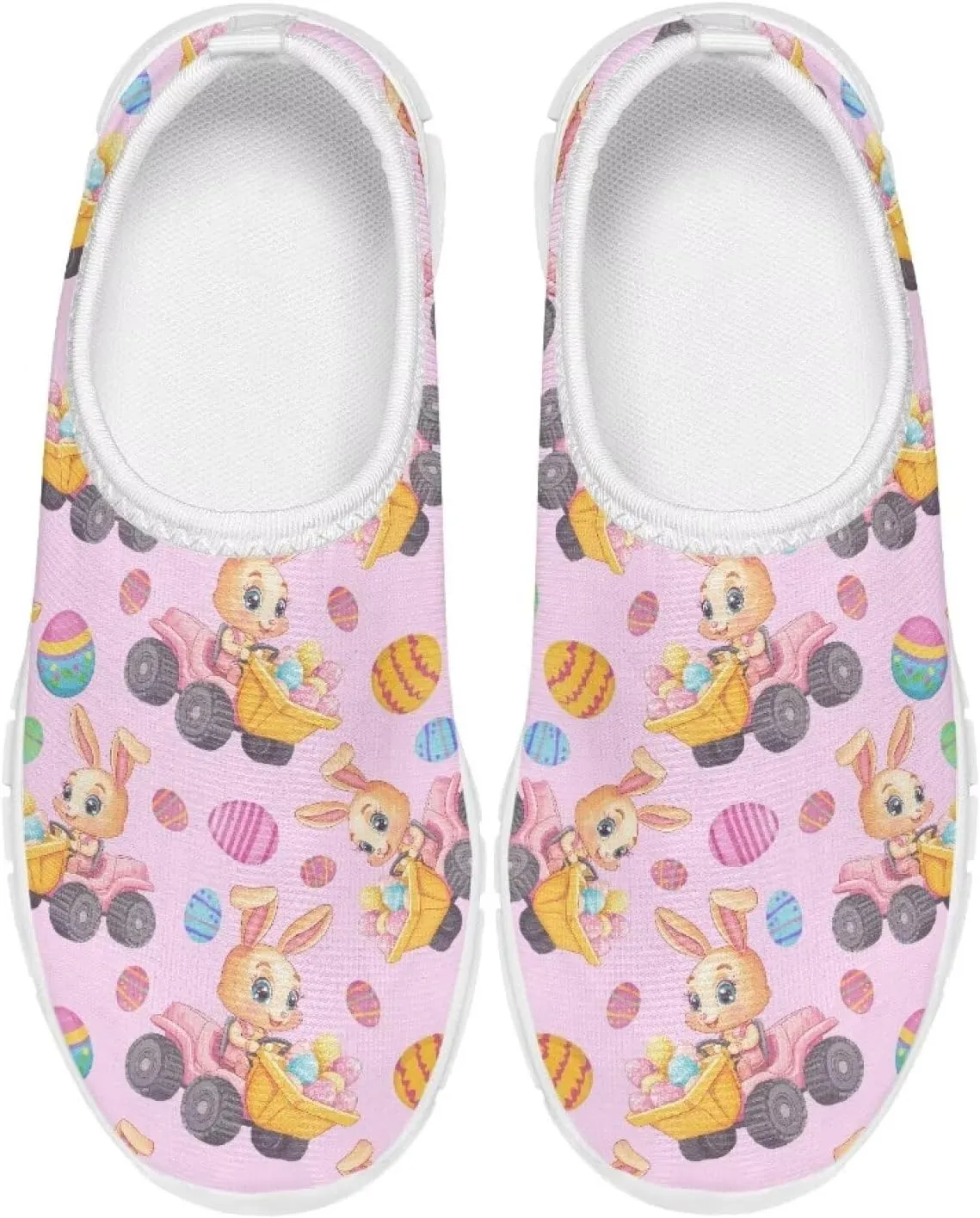 Girls Slip On Sneakers Easter Bunny Shoes for Girls Tennnis Gym Shoes