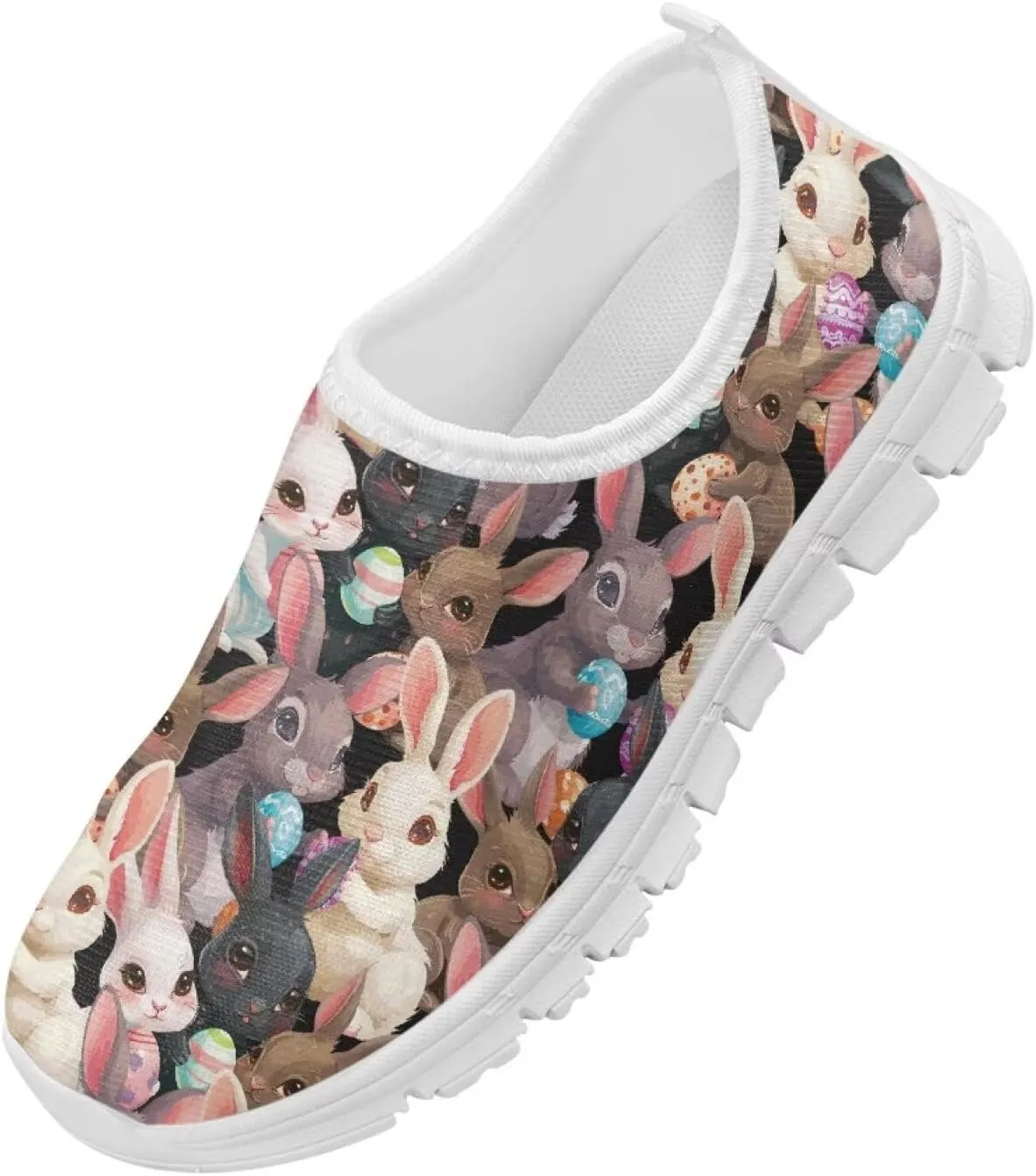 Girls Slip On Sneakers Easter Bunny Shoes for Girls Tennnis Gym Shoes
