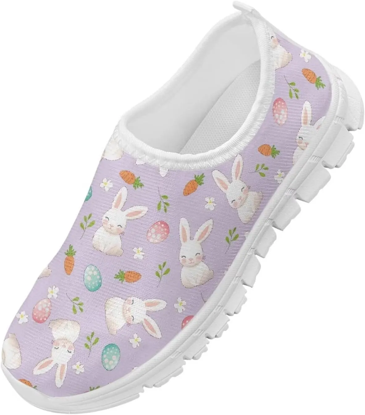 Girls Slip On Sneakers Easter Bunny Shoes for Girls Tennnis Gym Shoes