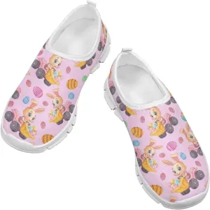Girls Slip On Sneakers Easter Bunny Shoes for Girls Tennnis Gym Shoes