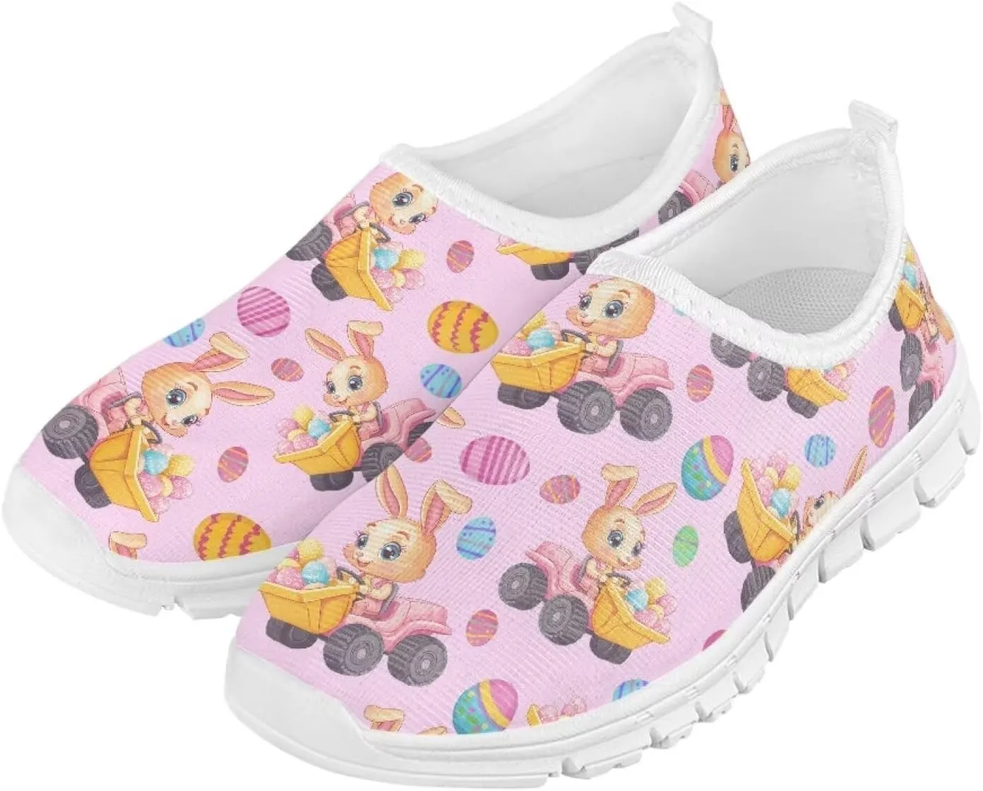 Girls Slip On Sneakers Easter Bunny Shoes for Girls Tennnis Gym Shoes