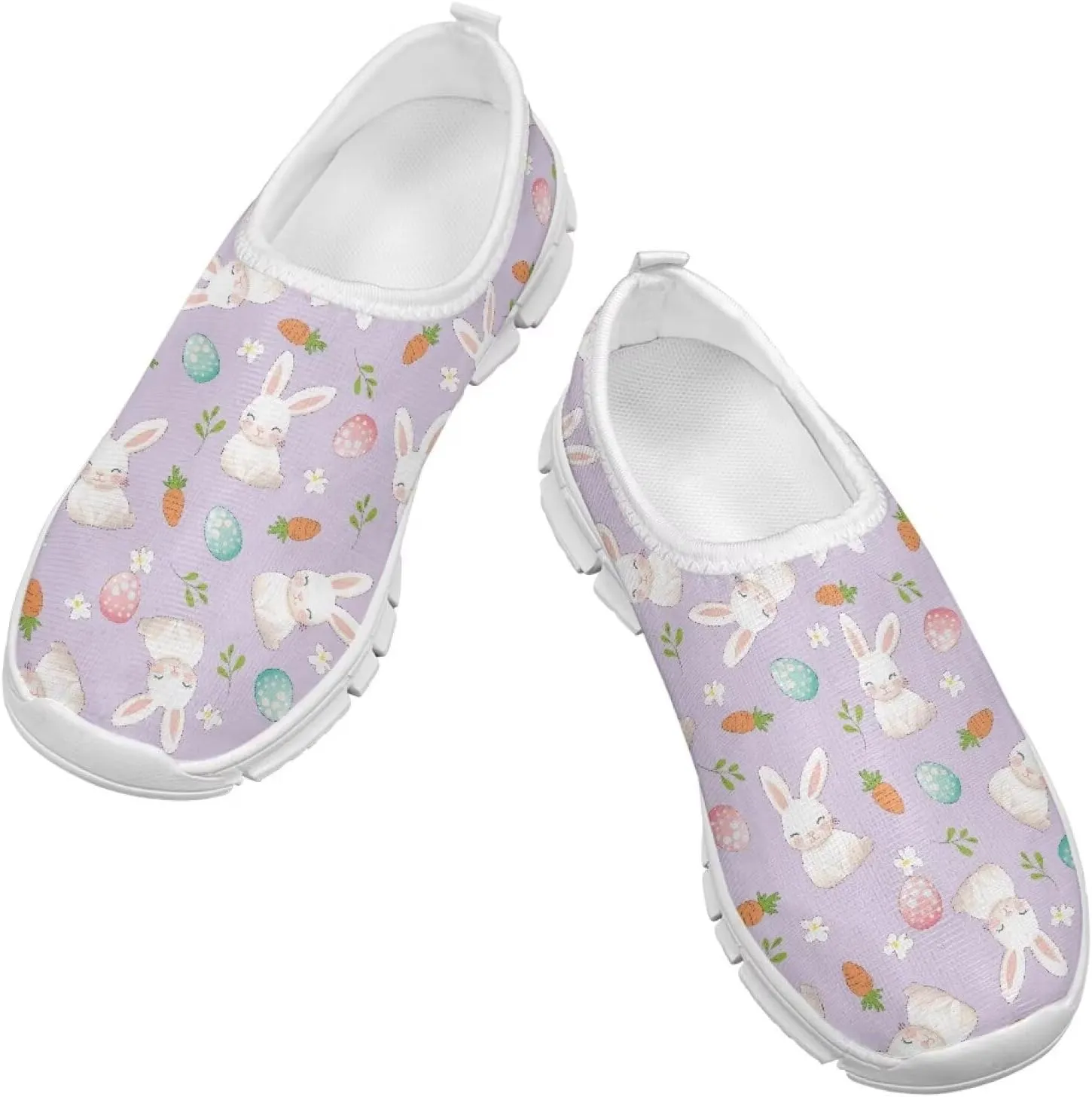 Girls Slip On Sneakers Easter Bunny Shoes for Girls Tennnis Gym Shoes