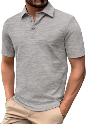 Golf Polo Shirt for Men 3-Button Moisture Wicking Quick-Dry Short Sleeve Casual Shirts Fashion Business Collared Tops