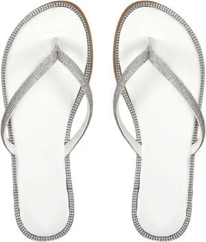 GORGLITTER Women's Rhinestone Flip Flops Flats Sandals Dress Slip On Slide Summer Beach Sandals