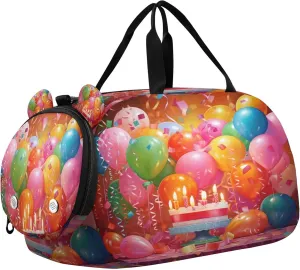 Happy Birthday Youth Sports & Travel Duffle Bag with Shoe Compartment,Waterproof Gym Bag for Girls and Boys (Overnight Essentials Organizer)