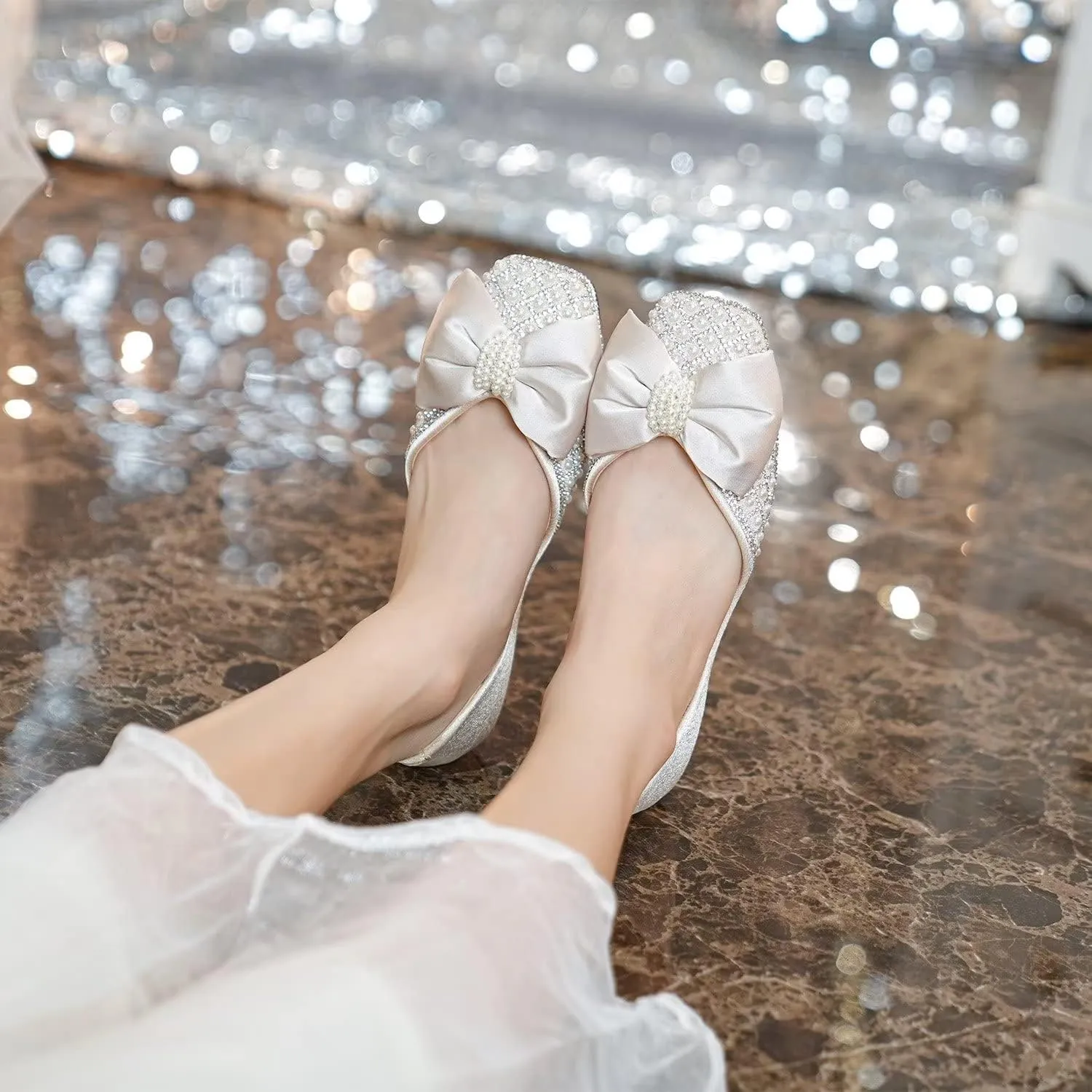 Hee grand Women Square Toe Crystals Shoes Glittering Rhinestone Wedding Dress Shoes Fashion Bridesmaid Shoes