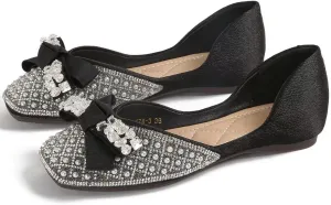 Hee grand Women Square Toe Crystals Shoes Glittering Rhinestone Wedding Dress Shoes Fashion Bridesmaid Shoes