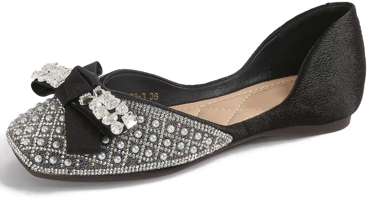 Hee grand Women Square Toe Crystals Shoes Glittering Rhinestone Wedding Dress Shoes Fashion Bridesmaid Shoes